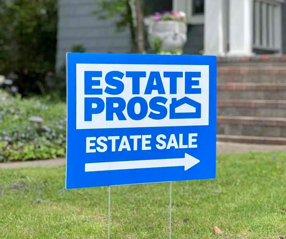 Estate Sale Sign outside a house