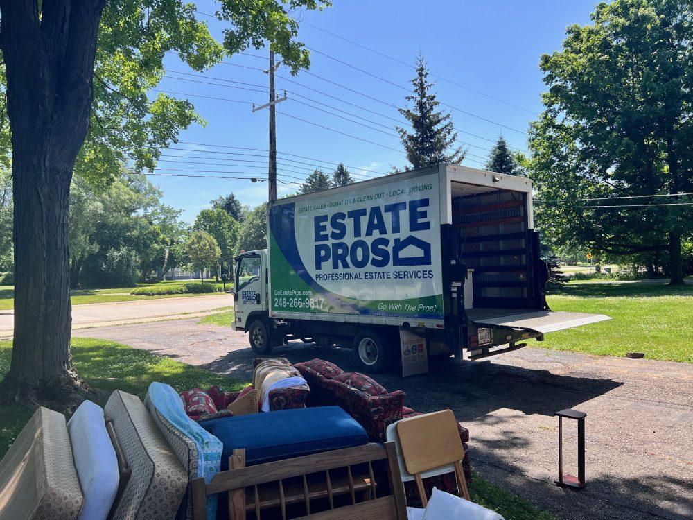 donation items sorted and ready to be loaded to a truck