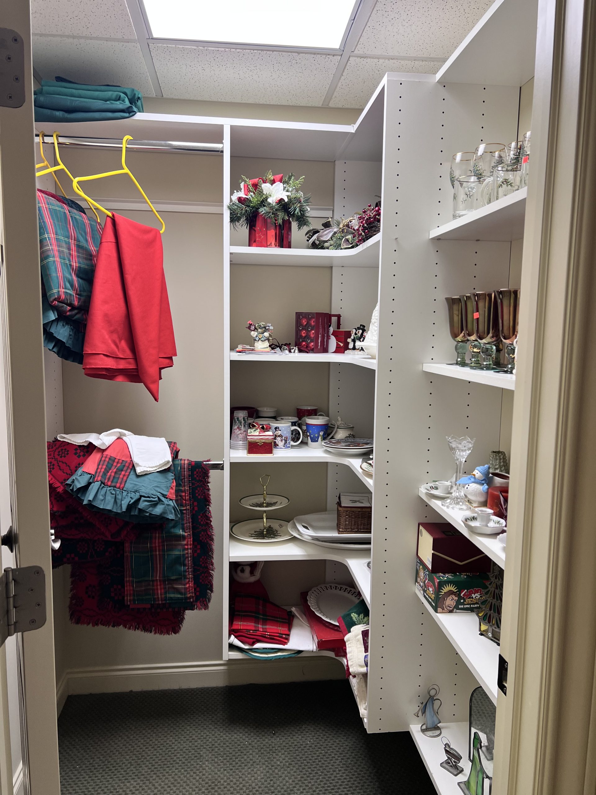 Christmas closet with decor, lladro figurines and more