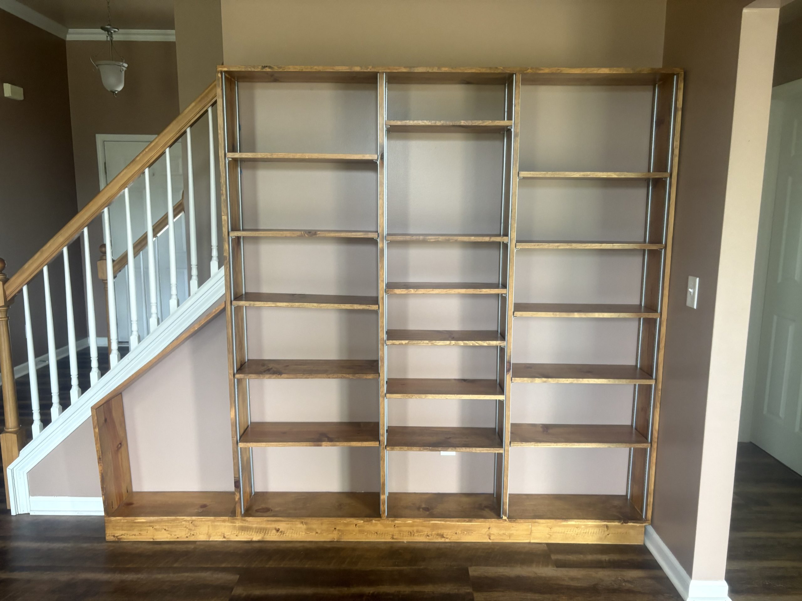 empty built in shelves