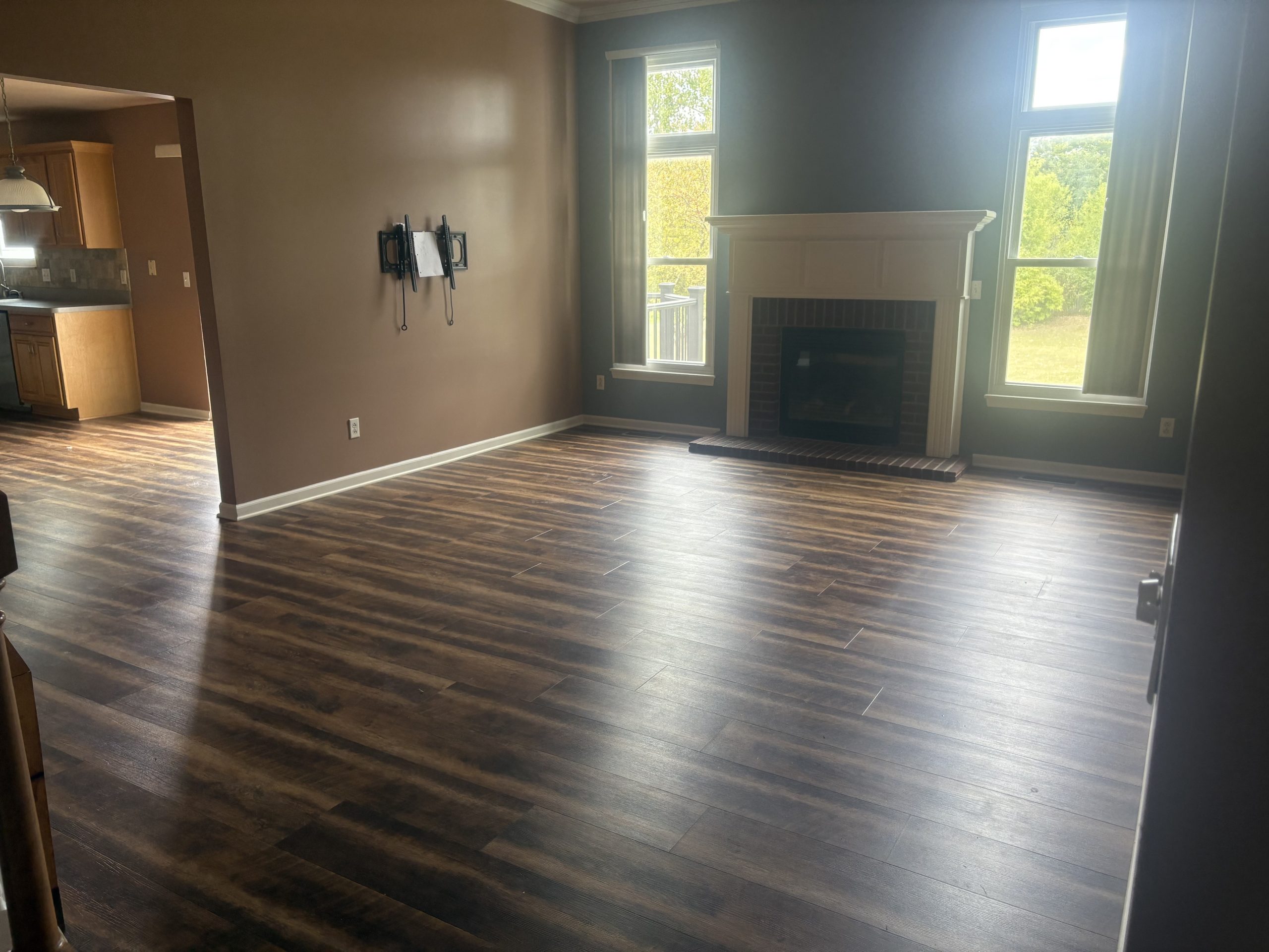 family room with fireplace