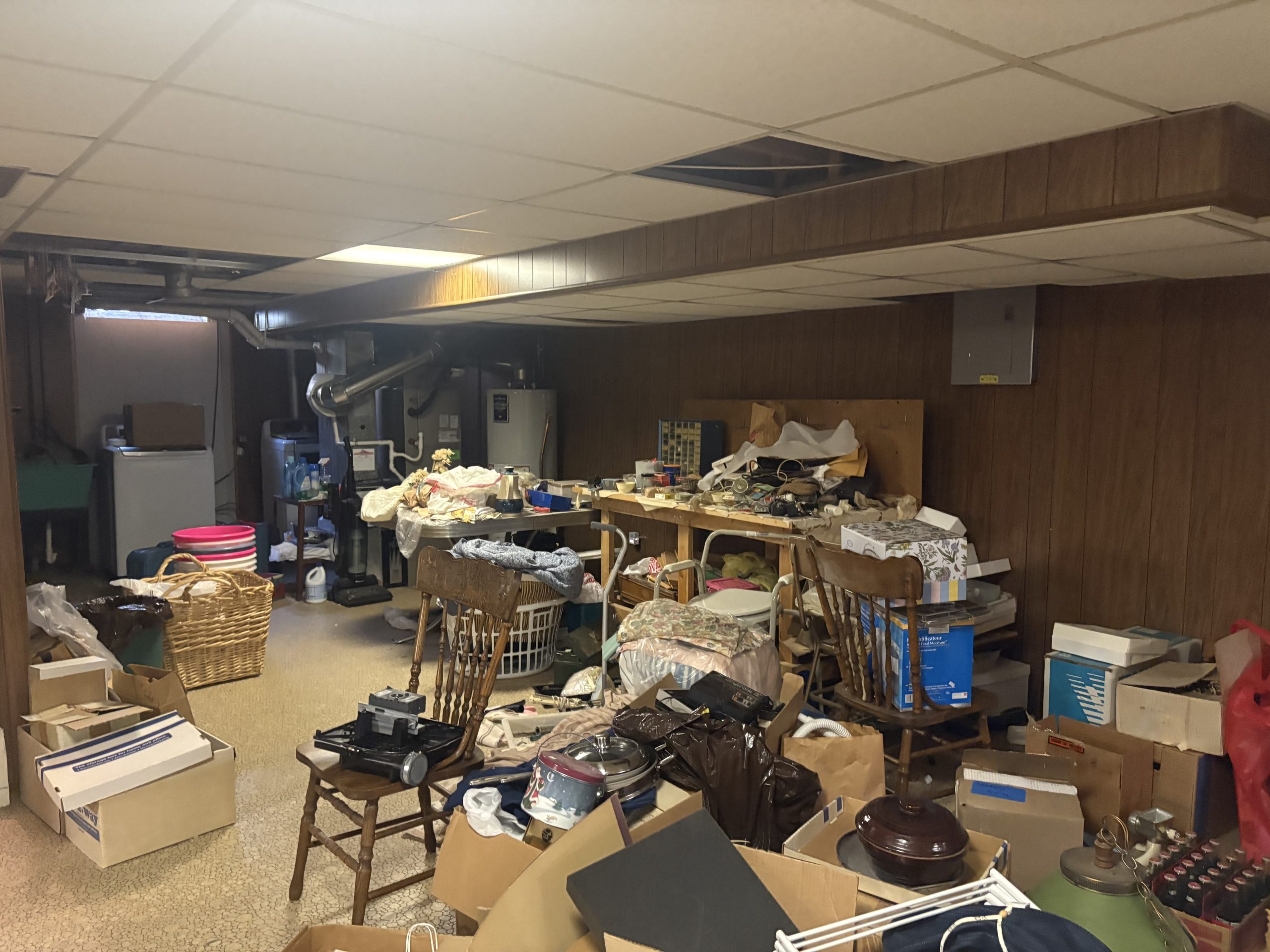 basement boxes junk