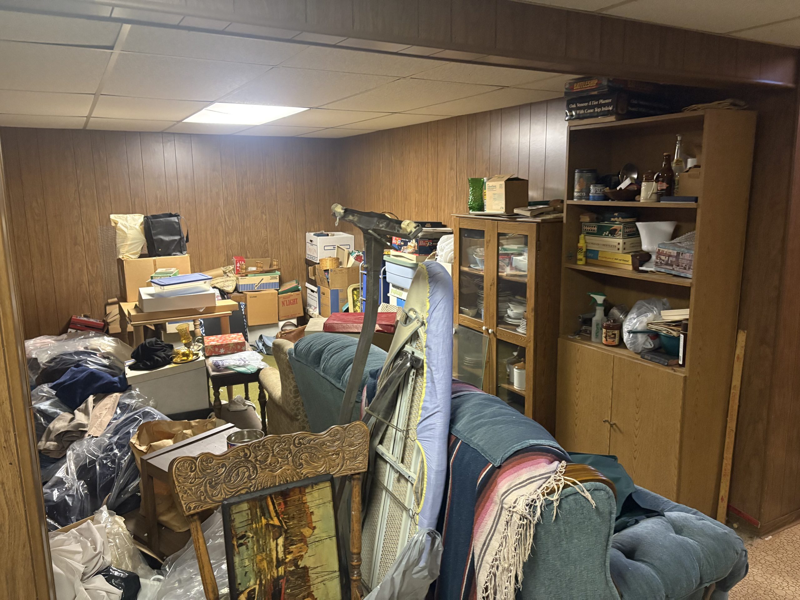 basement with junk