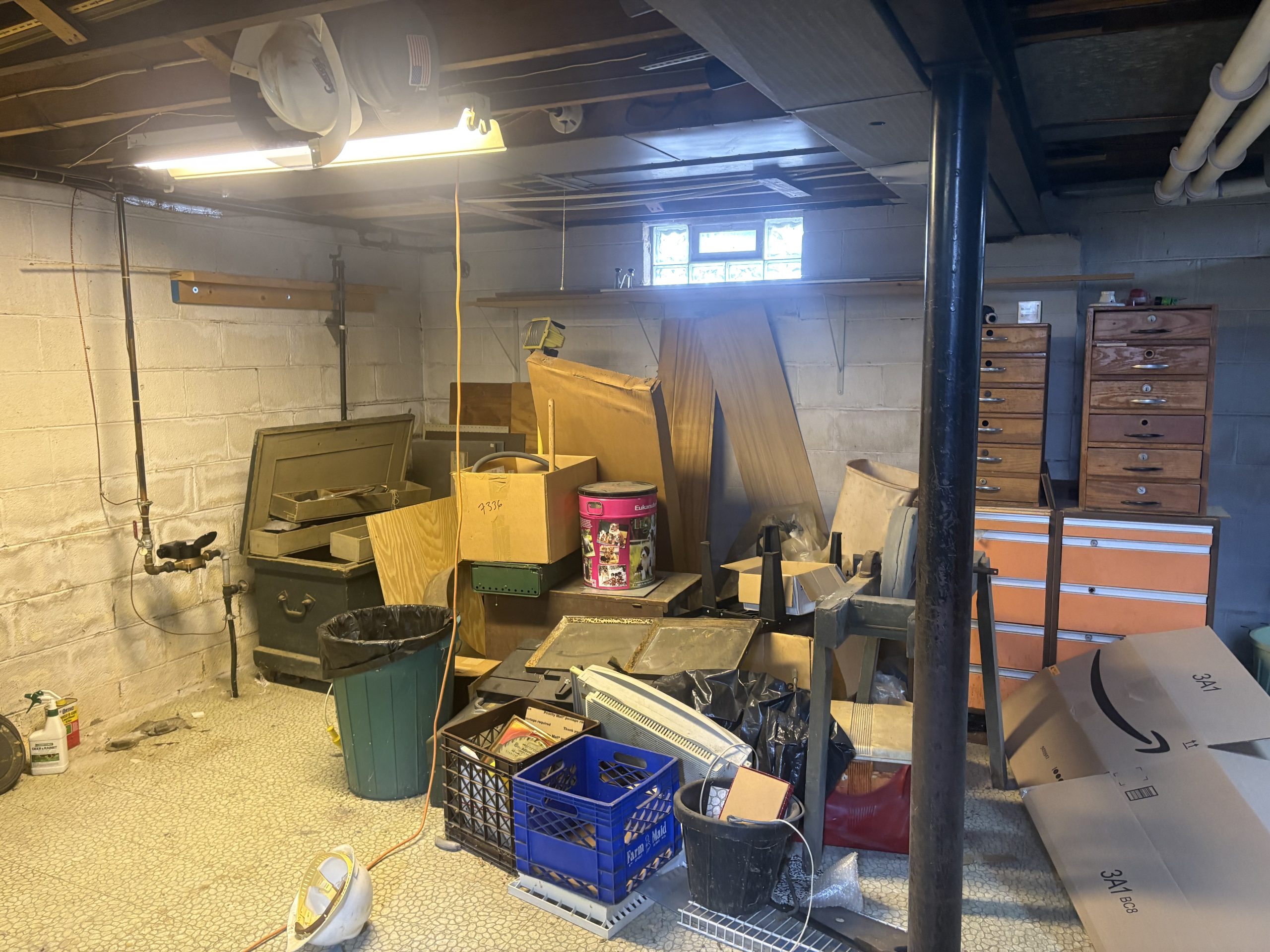 basement junk boxes
