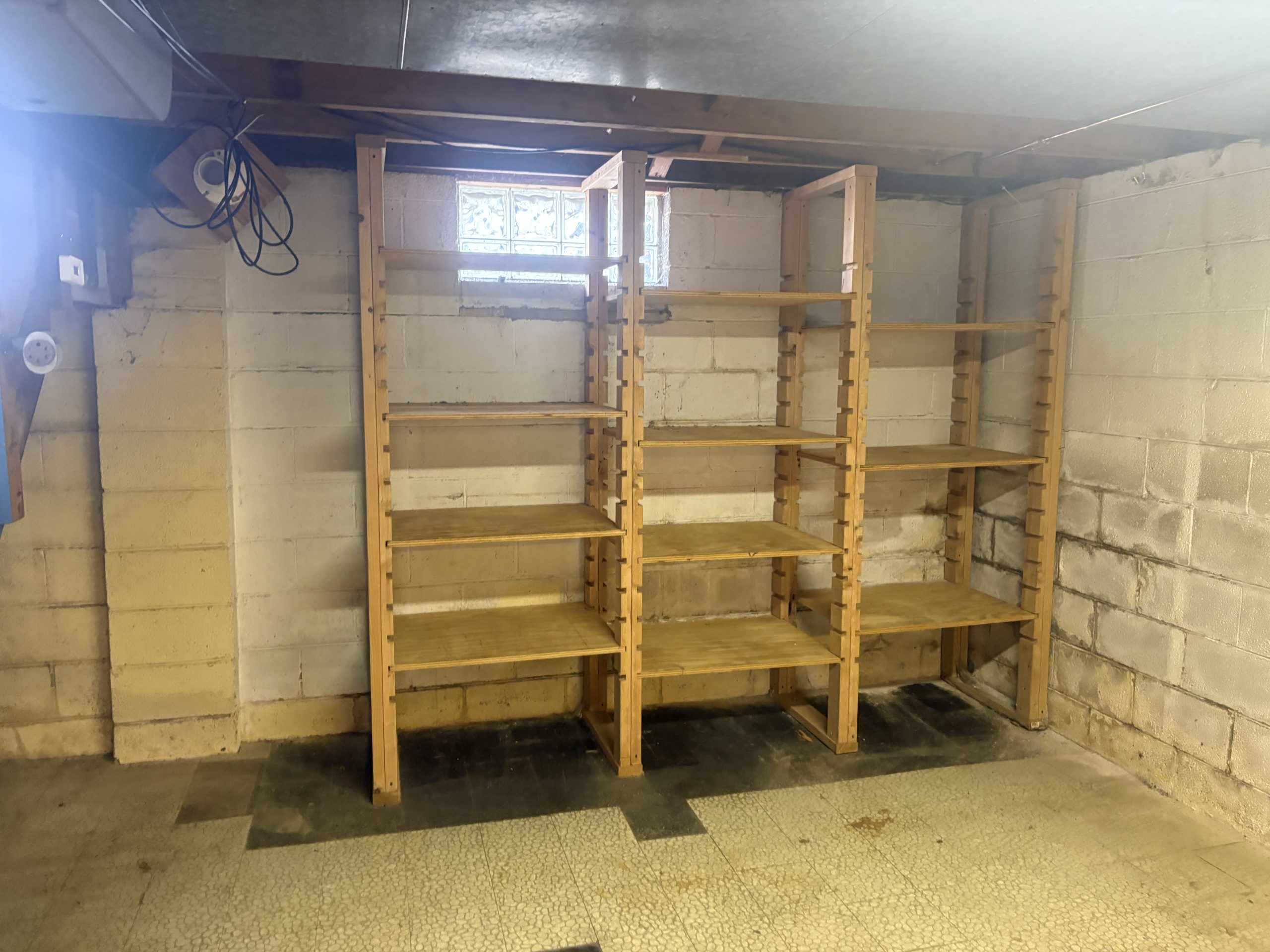 basement shelves cleaned out
